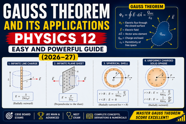 Gauss Theorem and Its Applications Physics 12: Easy and Powerful Guide (2026–27)