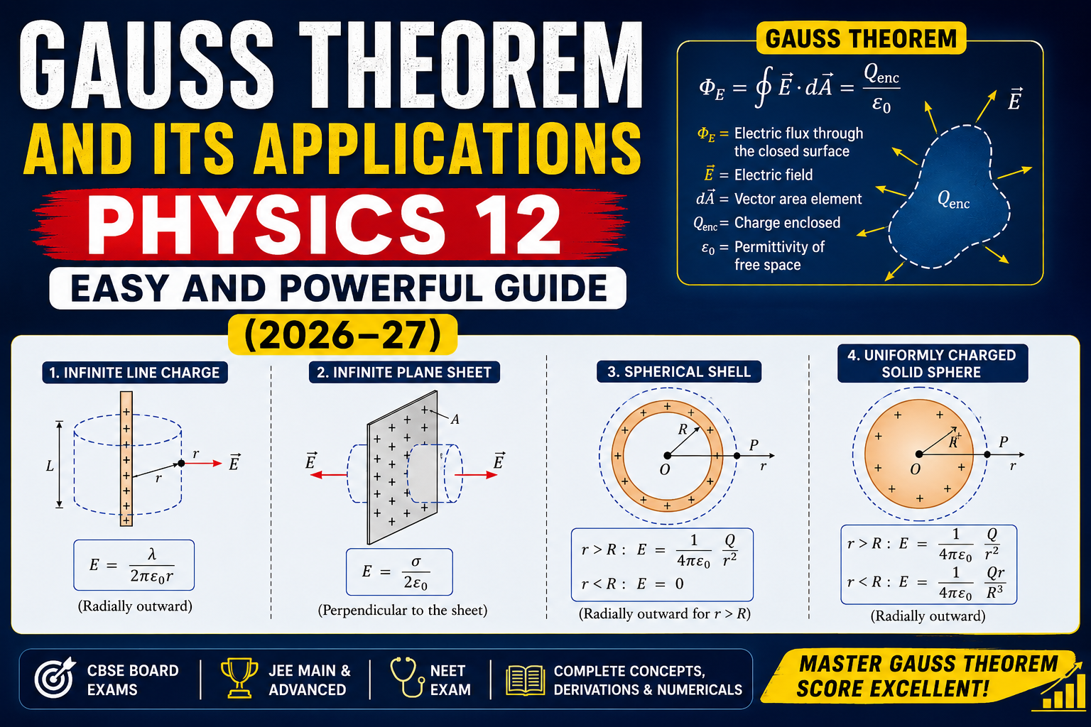 Gauss Theorem and Its Applications Physics 12: Easy and Powerful Guide (2026–27)
