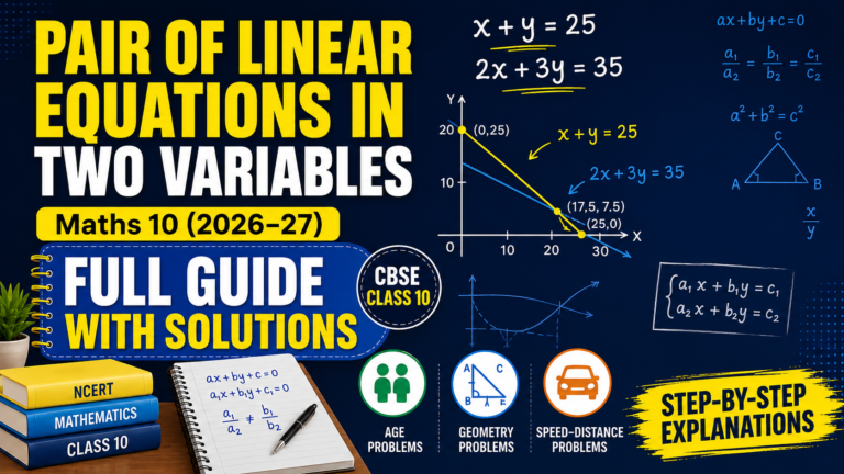 Pair of Linear Equations in Two Variables Maths 10 (2026–27) Full Guide with Solutions