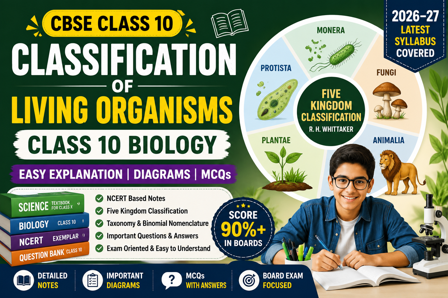 Master Classification of Organisms Class 10 Biology: Latest Notes, MCQs & FAQs (2026–27)